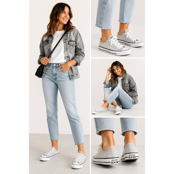 Converse Shoes - Converse All Star Ox Linen Gray Low Top Sneakers Women's US 7.5 EU 38 Casual